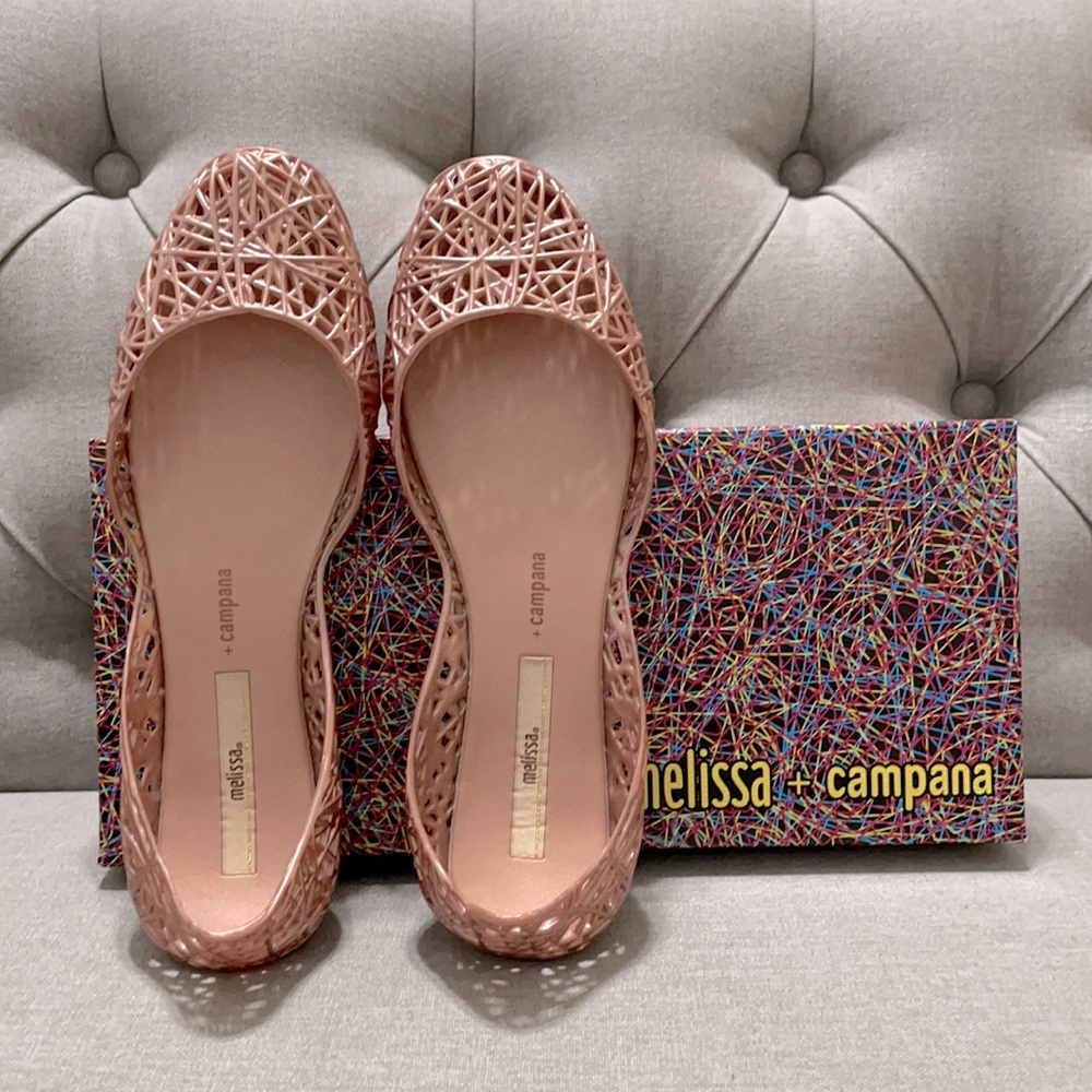 Melissa Campana Zig Zag Rose Gold Flats - NEW